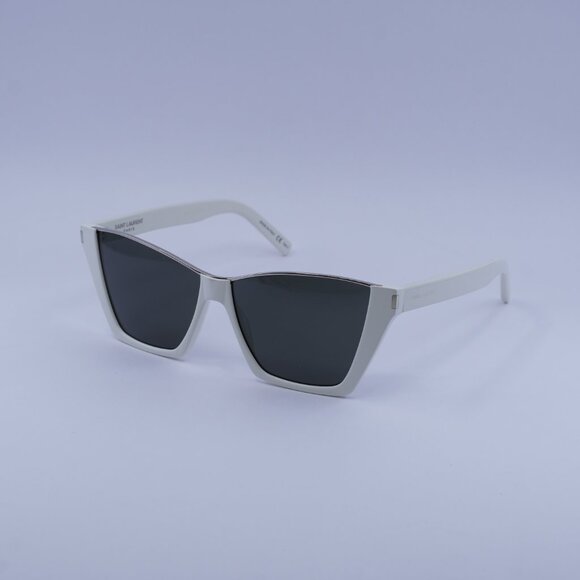 Saint Laurent SL369 KATE 003 Sunglasses Ivory Cat Eye Frame, Grey Lenses - Picture 1 of 11